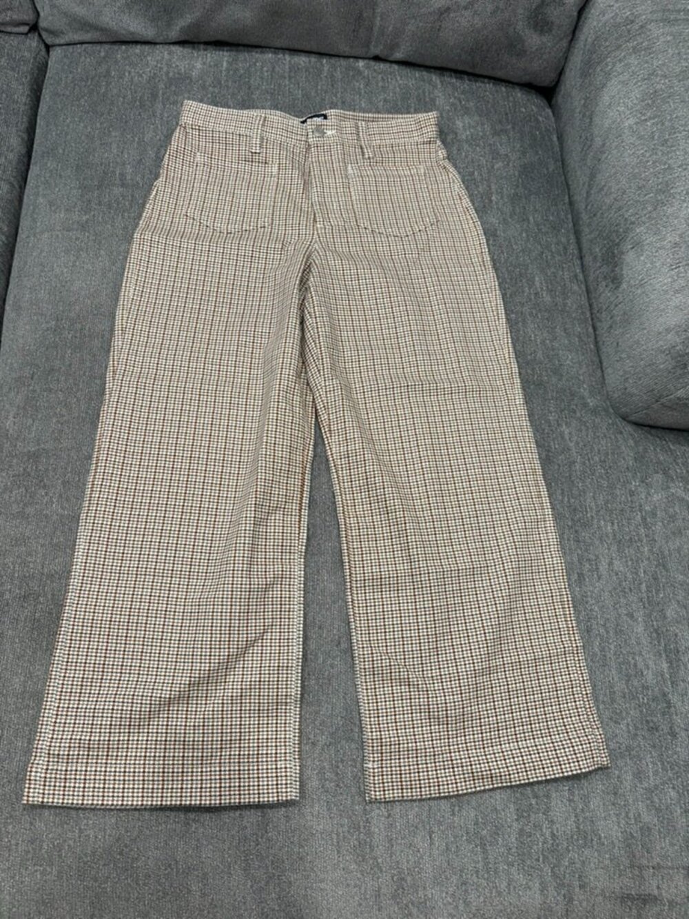 LANDS' END Women's Printed Twill High Rise 5 Pocket Wide Leg Crop Pants - Size 8